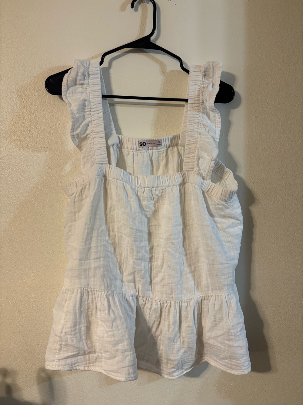 SO White women’s Peplum Ruffle-Strap Skirted Top